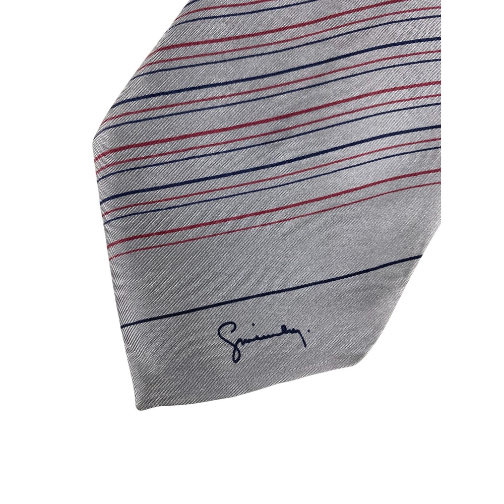 Givenchy Mens Silk Striped Tie Gray Red Blue Luxury Italian Designer 58X3